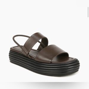 Vince Priya Platform Open-Toe Sandals Clove Leather Size 8M